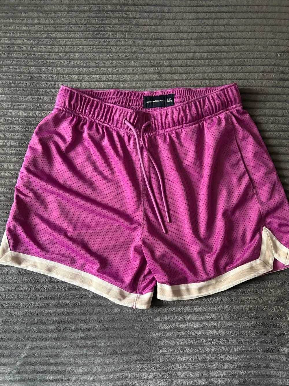 Abercrombie & Fitch Magenta Mesh Athletic Shorts with Cream Trim